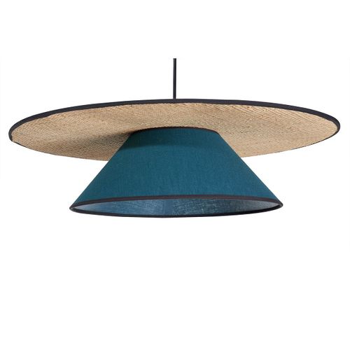 Suspension En Lin Bleu Paon Et Rabane Naturelle D55 Cm Azami