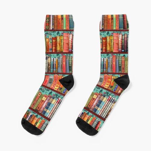 Chaussettes Taille Unique Livres Vintage De Noël, Holly Nouveauté Fantaisie Motif Fou Équipage Décontracté Pour Hommes Femmes