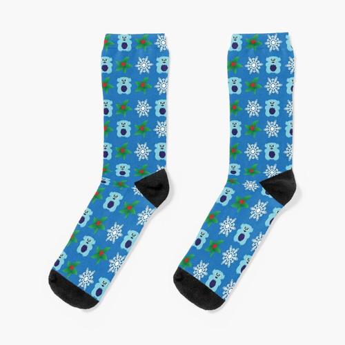 Chaussettes Taille Unique Beebo De Noël Bleu Nouveauté Fantaisie Motif Fou Équipage Décontracté Pour Hommes Femmes