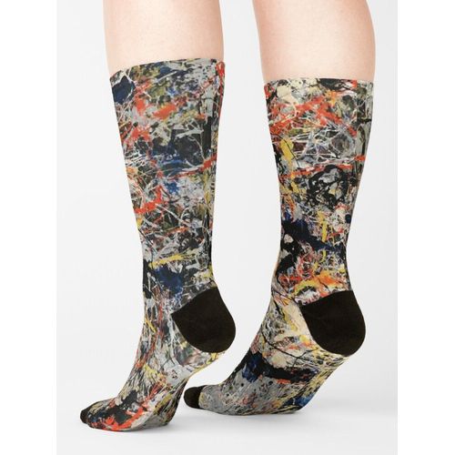 Chaussettes Taille Unique Jackson Pollack Blue Polonais Nouveauté Fantaisie Motif Fou Équipage Décontracté Pour Hommes Femmes