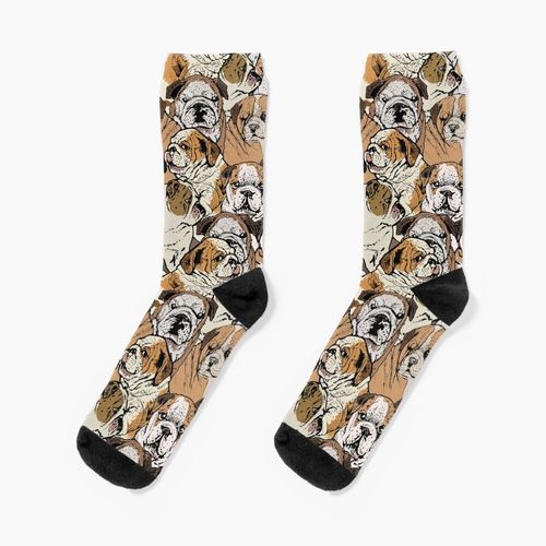 Chaussettes Taille Unique Bulldog Anglais Social Nouveauté Fantaisie Motif Fou Équipage Décontracté Pour Hommes Femmes