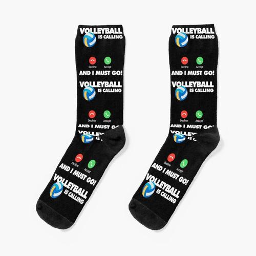 Chaussettes Taille Unique Le Volleyball Appelle Et Je Dois Y Aller, Un Joueur De Sport Drôle Nouveauté Fantaisie Motif Fou Équipage Décontracté Pour Hommes Femmes