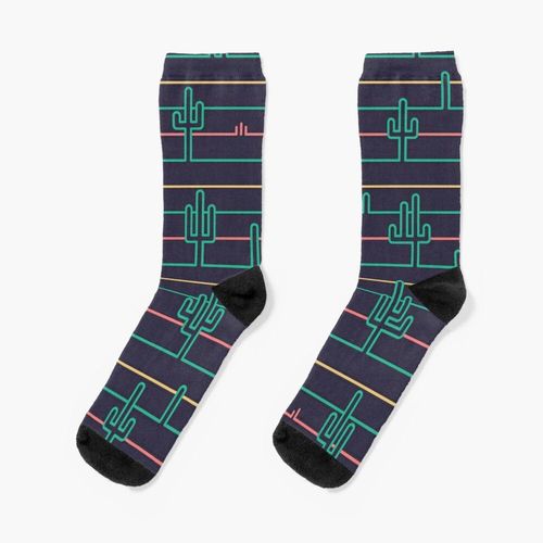 Chaussettes Taille Unique Saguaro Sunrise Nouveauté Fantaisie Motif Fou Équipage Décontracté Pour Hommes Femmes