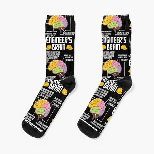 Chaussettes Taille Unique Cadeau Graphique De Profession D'ingénierie Cérébrale De L'ingénieur Nouveauté Fantaisie Motif Fou Équipage Décontracté Pour Hommes Femmes