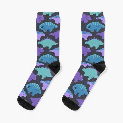 Chaussettes Taille Unique Mosaïque De Dinos 1 - Version Bleue Nouveauté Fantaisie Motif Fou Équipage Décontracté Pour Hommes Femmes