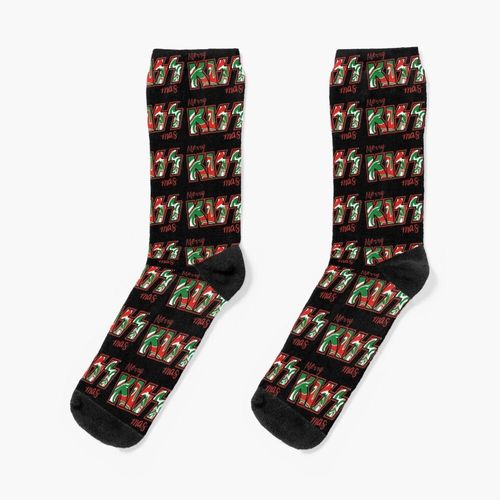 Chaussettes Taille Unique Joyeux Kiss-Mas De Noël Baiser Le Logo Du Groupe Rouge Sombre Nouveauté Fantaisie Motif Fou Équipage Décontracté Pour Hommes Femmes