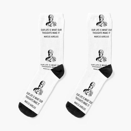 Chaussettes Taille Unique Citation Stoïque "Notre Vie Est Ce Que Nos Pensées En Font" Marcus Aurelius Nouveauté Fantaisie Motif Fou Équipage Décontracté Pour Hommes Femmes