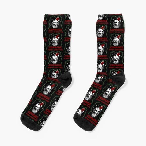 Chaussettes Taille Unique Joyeux Noël, Camarade! - Communisme De Karl Marx Nouveauté Fantaisie Motif Fou Équipage Décontracté Pour Hommes Femmes