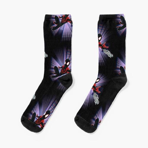 Chaussettes Taille Unique Miles Morales Spider-Verse Nouveauté Fantaisie Motif Fou Équipage Décontracté Pour Hommes Femmes