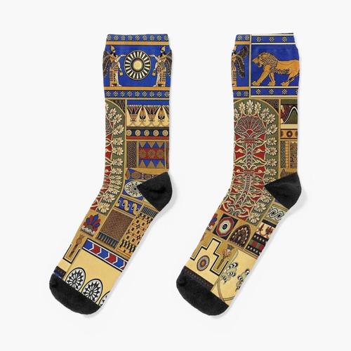 Chaussettes Taille Unique Art Assyrien Ancien Nouveauté Fantaisie Motif Fou Équipage Décontracté Pour Hommes Femmes