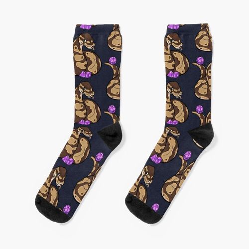 Chaussettes Taille Unique Ball Royal Python Avec D20, D4 Et D6 Nouveauté Fantaisie Motif Fou Équipage Décontracté Pour Hommes Femmes