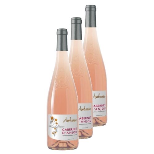Lot 3x Vin Rosé Ambroisie Cabernet D'anjou Aoc - Loire - Bouteille 750ml