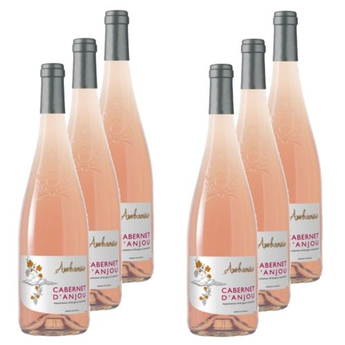 Lot 6x Vin Rosé Ambroisie Cabernet D'anjou Aoc - Loire - Bouteille 750ml