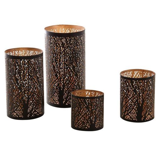 Photophores cylindriques noir et or (Lot de 4)