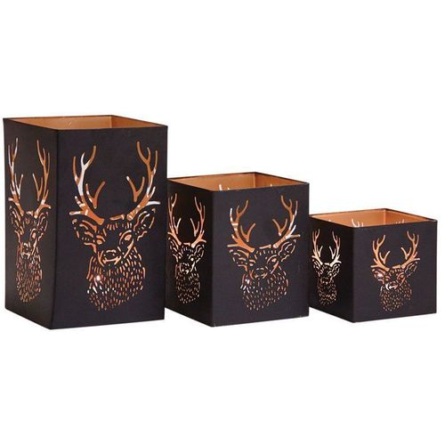 Photophore carré tête de cerf (Lot de 3)