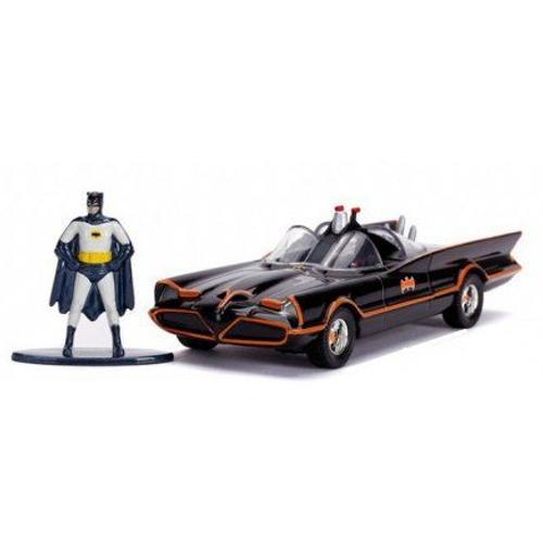 Coffret Batmobile Classic Tv Series + Figurine Batman - Voiture Noir 1/32 - Véhicule Miniature Dc - Enfant