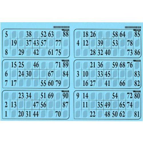 Loto Bingo - 6 Grilles De Loto Sur Une Plaque En Carton Epaisseur 1 Mm , Bleu - Materiel, Accessoire Joueur - Kit Planche Et Carte Tigre