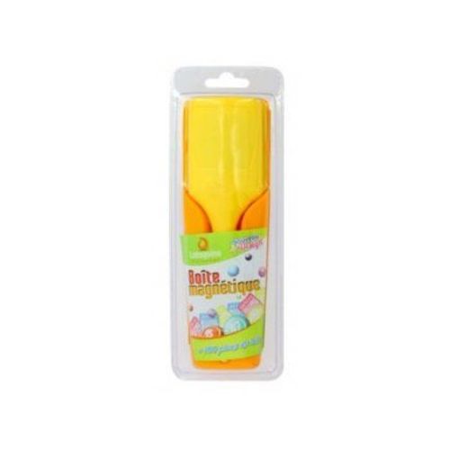 Loto Boite Magnetique Avec Baton Ramasse + 100 Pions De Marquage - Kit 3 En 1 Bingo - Jaune / Orange - Set Accessoires + Carte