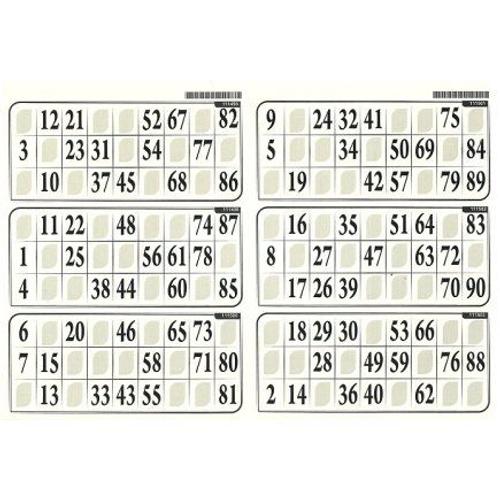 6 Cartons Loto Bingo Sur 1 Planche Format 29x20cm - Epais 1 Mm, Couleur Ivoire - Carte Multi Grilles - Set Accessoire Et Carte Tigre