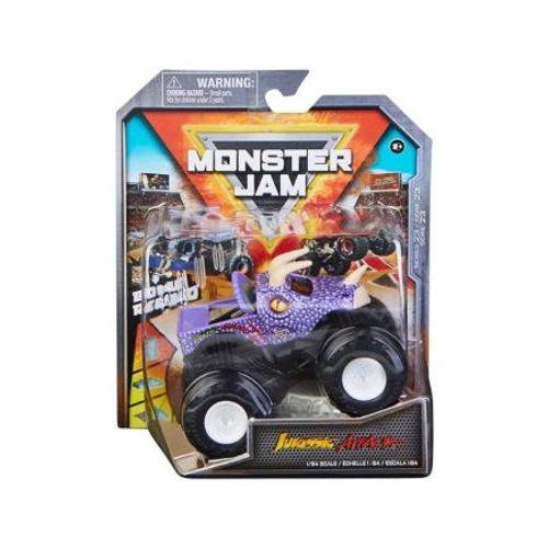 Coffret Monster Jam Jurassic Attack - Voiture Violet - Set Véhicule Miniature Métal + 1 Carte Offerte - Nouveauté - Collector