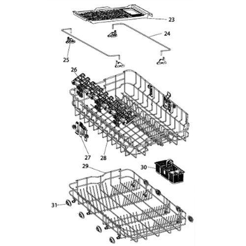 Panier inférieur (repère 29) d'origine Lave-vaisselle (C00587634 488000587634 ARISTON HOTPOINT)