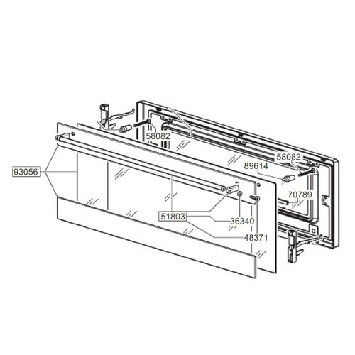 Vitre de porte intermédiaire (repère 93056) 624X231 mm Four cuisinière (772533074 SMEG)
