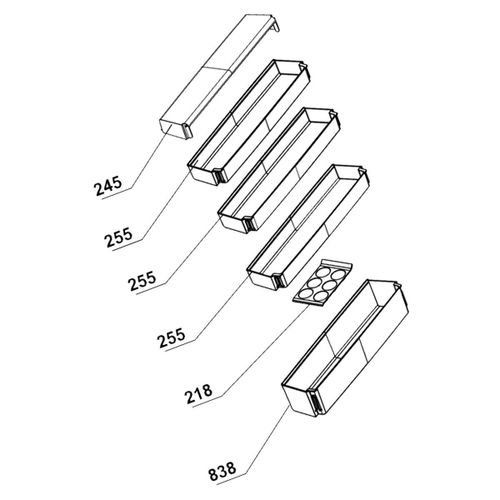 Balconnet bouteilles (repère n°838) 495X120X97 mm Réfrigérateur congélateur (4666200200 BEKO)