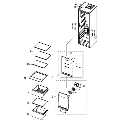 Clayette étagère supérieure (repère n°11) Réfrigérateur congélateur (DA97-17517H SAMSUNG)