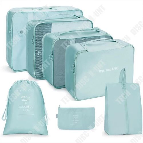 TD® Trousse de toilette pliante de huit pièces ensemble de sac de rangement de voyage sac de rangement de vêtements sac de voyage