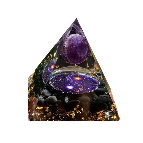 Pyramide Orgonite Yin et Yang Améthyste