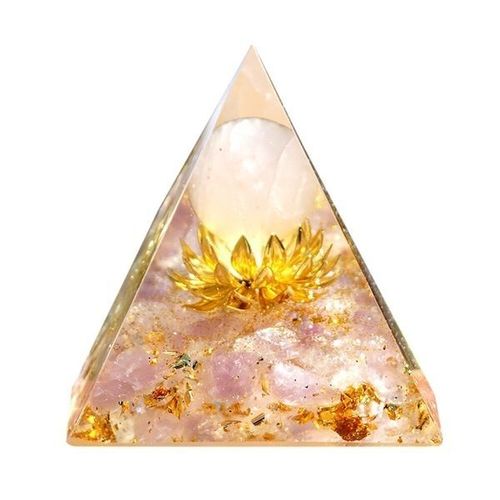 Pyramide Orgonite Fleur de Lotus Doré