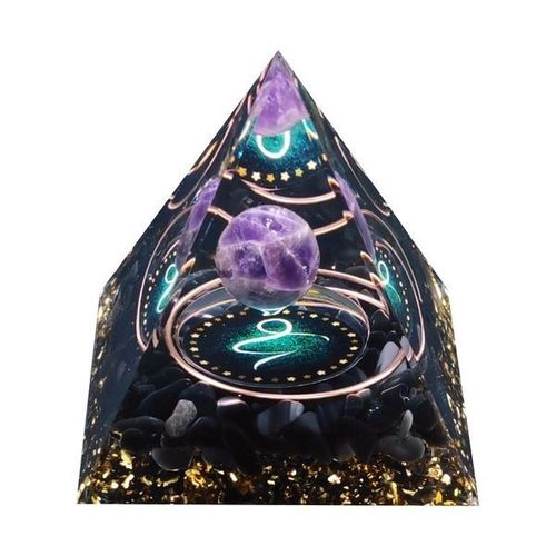Pyramide Orgonite Constellation du zodiaque Capricorne améthyste