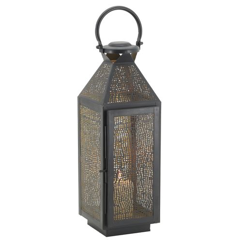 Lanterne carrée en métal noir et doré Grand modèle