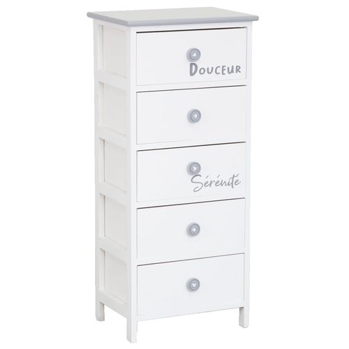 Commode/Chiffonnier Bois ' Sérénité Et Douceur ' 5 Tiroirs