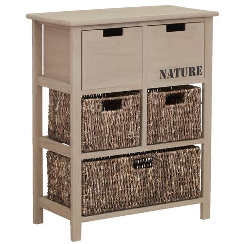 Commode En Bois Et Maïs "Nature" 5 Tiroirs