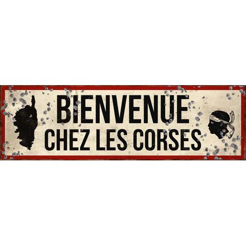 Plaque décorative en fer Bienvenue en Corse 49 x 15 cm