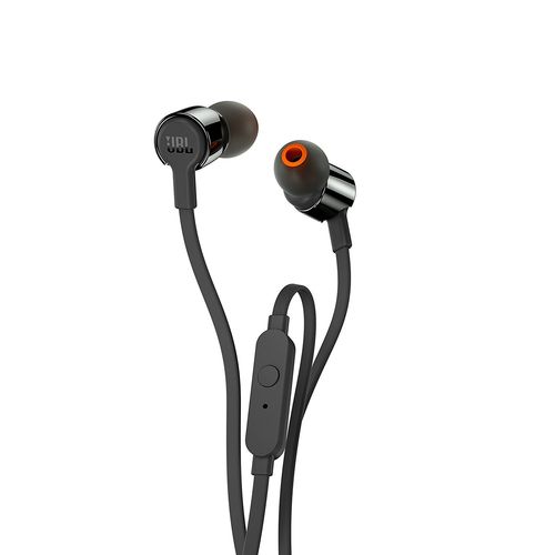 Ecouteurs JBL T210 noir avec contrôle par boutons, microphone, kit mains libres