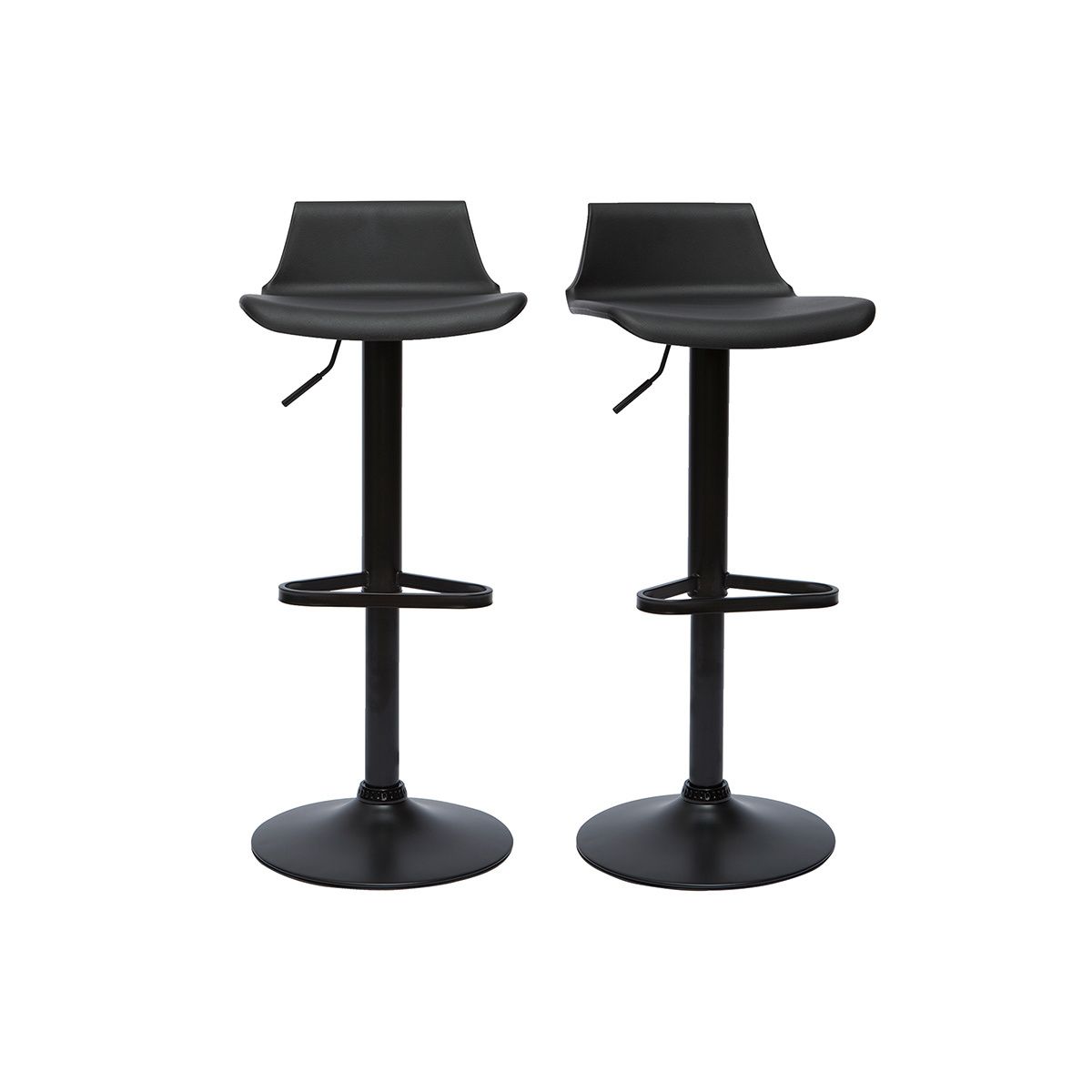 Tabourets De Bar Design Réglables Noirs 360° (Lot De 2) Kronos