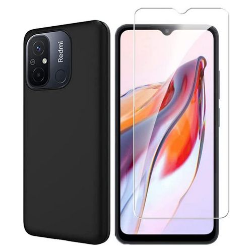 Coque Pour Xiaomi Redmi 12c / Redmi 11a / Poco C55 - Housse Etui Silicone Gel Fine + Verre Trempe - Noir