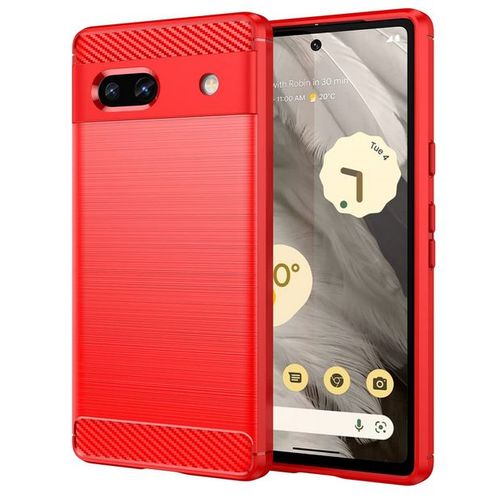 Coque Pour Google Pixel 7a 5g - Housse Etui Silicone Gel Carbone + Film Ecran - Rouge