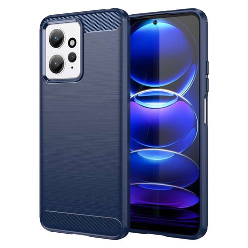Coque Pour Xiaomi Redmi Note 12 4g - Housse Etui Silicone Gel Carbone + Verre Trempe - Bleu Fonce