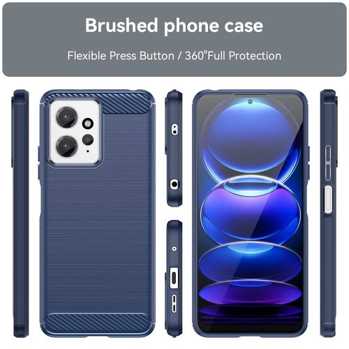 Coque Pour Xiaomi Redmi Note 12 4g - Housse Etui Silicone Gel Carbone + Film Ecran - Bleu Fonce