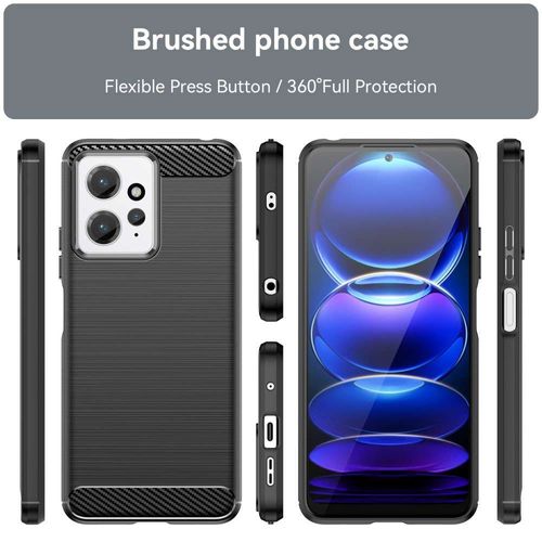 Coque Pour Xiaomi Redmi Note 12 4g - Housse Etui Silicone Gel Carbone + Verre Trempe - Noir