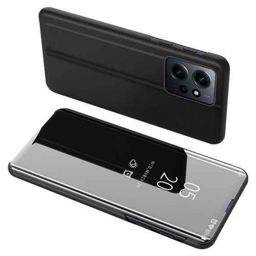 Housse Pour Xiaomi Redmi Note 12 4g - Etui Coque Portefeuille Clear View + Verre Trempe - Noir