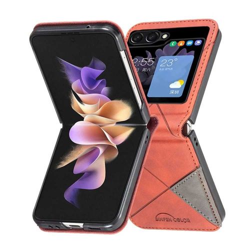 Housse Pour Samsung Galaxy Z Flip 5 5g - Etui Coque Pochette Portefeuille - Orange