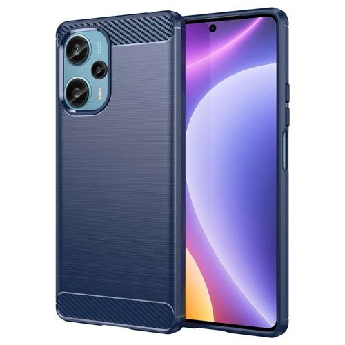 Coque Pour Xiaomi Poco F5 5g / Redmi Note 12 Turbo - Housse Etui Silicone Gel Carbone + Verre Trempe - Bleu Fonce