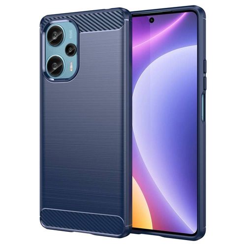 Coque Pour Xiaomi Poco F5 5g / Redmi Note 12 Turbo - Housse Etui Silicone Gel Carbone + Film Ecran - Bleu Fonce