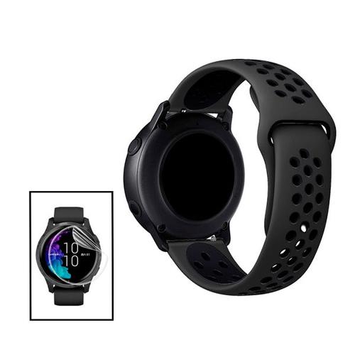 Kit Bracelet Sportystyle + Film De Hydrogel Pour Samsung Galaxy Watch Active2 Bluetooth 44mm - Noir / Noir