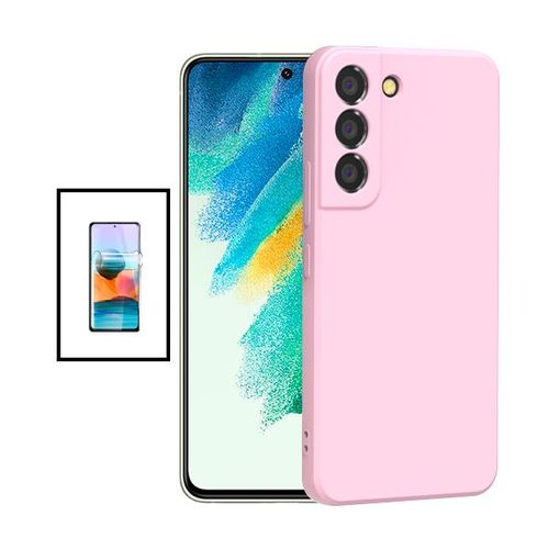 Kit Film Hydrogel Full Cover Avant + Coque Silicone Liquide Pour Samsung Galaxy S22+ Plus 5g - Rose