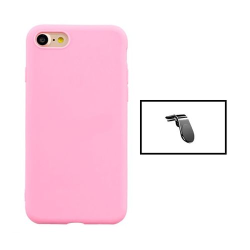 Kit Support Magnétique L Conduite En Toute Sécurité + Coque Silicone Liquide Pour Iphone Se 2022 - Rose